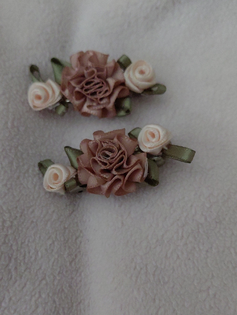 Express Rose Ribbon Hair Clips in Blush and Cream